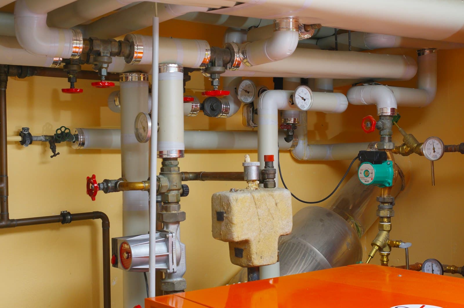 Water pressure gauge mounted on a residential supply line