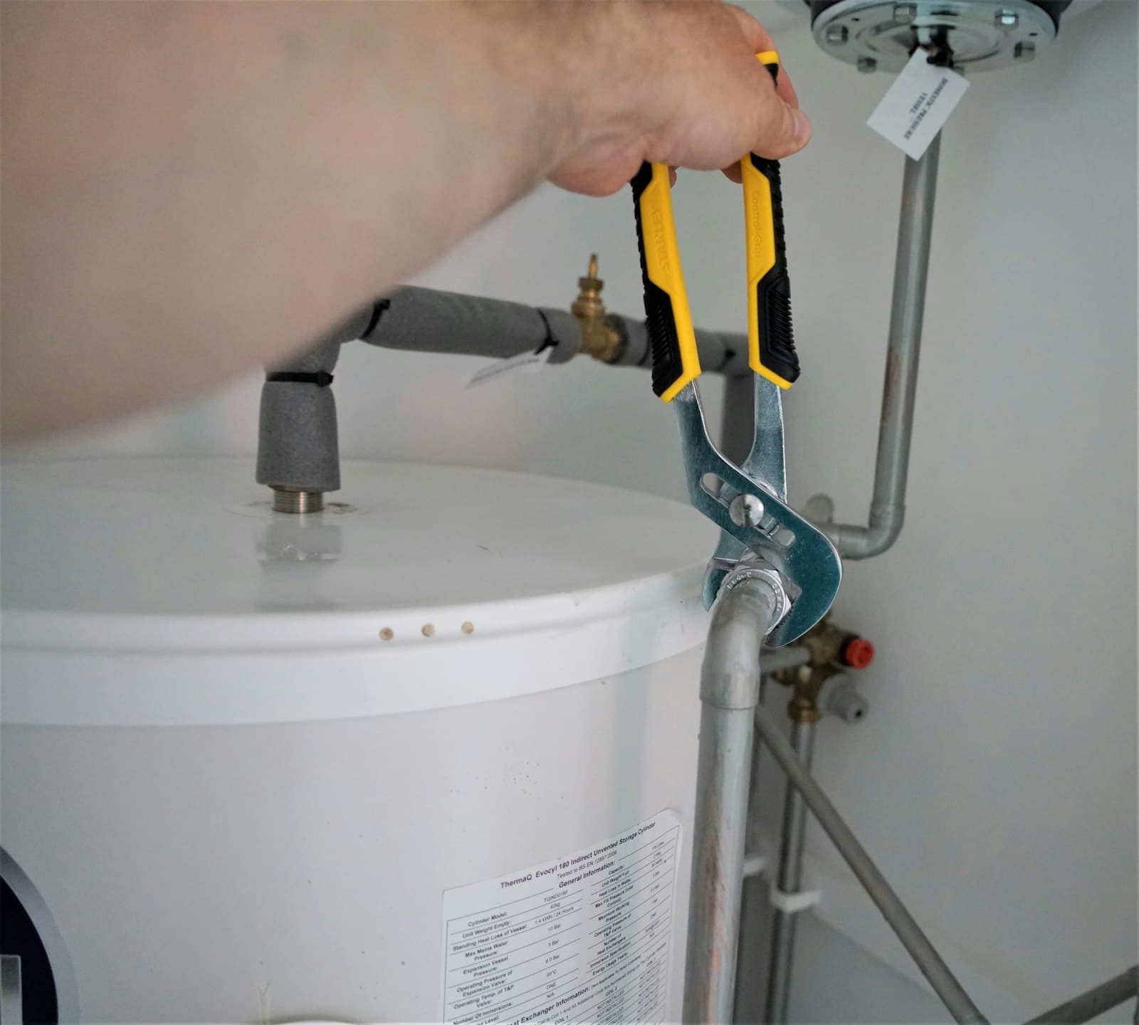 Tankless water heater installed on a wall